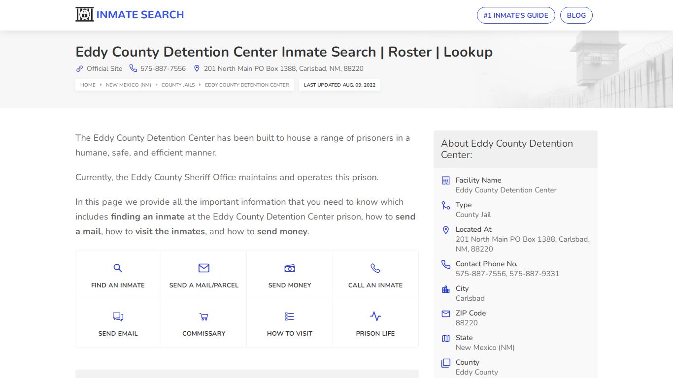 Eddy County Detention Center Inmate Search | Roster | Lookup